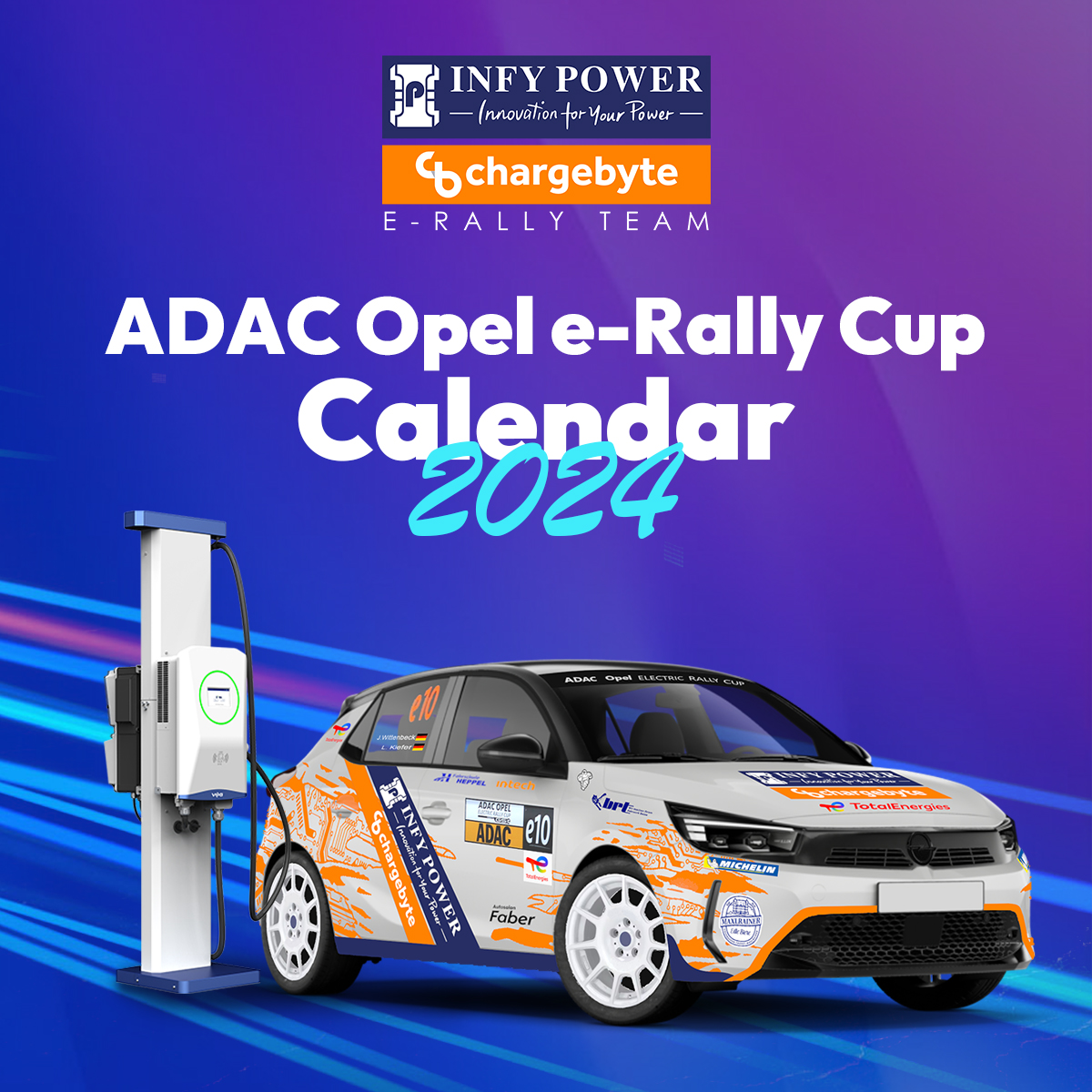 Infypower is joining chargebyte for the 2024 ADAC Opel Electric Rally Cup Season